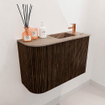 Mondiaz JOYA-DLUX 61.6cm toiletmeubel - ronding links kleur Walnut - Wastafel FAYE positie Rechts 1 kraangat kleur Arena. SW1424364