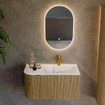 Mondiaz KURVE-DLUX Ensemble de meuble de salle de bains - 85x46x40cm - 1 tiroir - 1 porte - lavabo solid surface - à droite - 1 trou de robinet - Dusk SW1414912