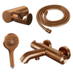 Brauer Copper Carving Badkraan - douchegarnituur - handdouche rond 3 standen - carving knop - PVD - geborsteld koper SW715730