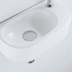 QeramiQ Fuente Set de lave-mains - 40x21,5x12cm - droit - lisse - demi-rond - 1 trou de robinet - céramique - robinet de lavabo eau froide chrome - bonde ouverte - siphon abaissé - blanc mat SW1232785