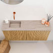 Mondiaz JOYA-DLUX 90cm toiletmeubel - kleur Oak - Wastafel FAYE positie Links Zonder kraangat kleur Saba. SW1424182