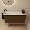 MONDIAZ TURE-DLUX Meuble toilette - 100cm - Rust - EDEN - vasque Opalo - position gauche - 1 trou de robinet SW1104562
