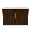 Mondiaz JOYA 60cm toiletmeubel - kleur Walnut - Wastafel FAYE positie Links Zonder kraangat kleur Talc. SW1421233