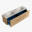 Mondiaz CIRO-DLUX Badkamermeubelset - 170x45x50cm - Solid surface wastafel Frappe - 2 wasbak Dubbel - 2 kraangaten - 4 lades - Oak SW1530895