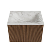 MONDIAZ KURVE-DLUX 60cm Meuble salle de bain - couleur Walnut - 1 tiroir - vasque CLOUD centre - 1 trou de robinet - couleur Glace SW1137999