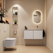 MONDIAZ TURE-DLUX Meuble toilette - 100cm - Linen - EDEN - vasque Ostra - position droite - sans trou de robinet SW1104958
