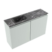 MONDIAZ TURE-DLUX Meuble toilette - 80cm - Greey - EDEN - vasque Lava - position gauche - sans trou de robinet SW1103826