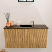 Mondiaz JOYA-DLUX Meuble de toilette 80cm - couleur Chêne - Vasque FAYE position Milieu 1 trou de robinet couleur Lava. SW1422084