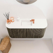 Mondiaz JOYA Meuble de toilette 83,2cm - arrondis gauche et droite couleur Shadow - Lavabo FAYE position Milieu 1 trou de robinet couleur Talc SW1421476