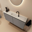 MONDIAZ TURE-DLUX Meuble toilette - 100cm - Smoke - EDEN - vasque Opalo - position centrale - 1 trou de robinet SW1104702