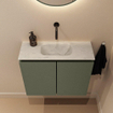 MONDIAZ TURE-DLUX Meuble toilette - 60cm - Army - EDEN - vasque Opalo - position centrale - sans trou de robinet SW1104186