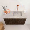 Mondiaz JOYA-DLUX 60cm toiletmeubel - kleur Walnut - Wastafel FAYE positie Rechts Zonder kraangat kleur Glace. SW1422345