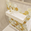 Mondiaz TYNE fontein - 60x23x12cm - wasbak links - 1 kraangat - solid surface Talc mat SW704672