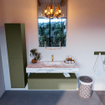 Mondiaz ALAN-DLUX Ensemble de meuble - 120cm - meuble Army mat - 1 tiroir - Lavabo Cloud Glace suspendu - vasque Centre - 1 trou de robinet SW806154