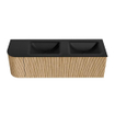 MONDIAZ KURVE 145cm Meuble salle de bain avec module 25 G - couleur Oak - 1 tiroir - 1 porte - vasque CLOUD double / droite - 2 trous de robinet - Urban SW1138422