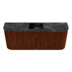 Mondiaz JOYA-DLUX 103.2cm meuble de salle de bains - arrondis gauche et droite couleur Ruby - Vasque FAYE position Milieu Sans trou de robinet couleur Lava. SW1423691