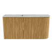 Mondiaz JOYA-DLUX 81.6cm meuble de toilette - arrondi droit couleur Chêne - Vasque FAYE position Gauche 1 trou de robinet couleur Glace SW1421979