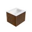 MONDIAZ KURVE 50cm Meuble salle de bain - couleur Walnut - 1 tiroir - vasque GRUNNE centre - 1 trou de robinet - Talc SW1138241