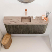 Mondiaz JOYA-DLUX Meuble de salle de bains - 103,2 cm - arrondis gauche et droite couleur Shadow - Vasque FAYE position Milieu Sans trou de robinet couleur Arena SW1424848