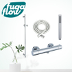 FugaFlow Eccelente Sobrado Ensemble de douche barre curseur avec douchette stick, flexible lisse et robinet de douche Chrome SW1124067