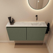 MONDIAZ TURE-DLUX Meuble toilette - 100cm - Army - EDEN - vasque Opalo - position droite - sans trou de robinet SW1104173