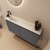 MONDIAZ TURE-DLUX Meuble toilette - 100cm - Dark Grey - EDEN - vasque Ostra - position gauche - 1 trou de robinet SW1104804