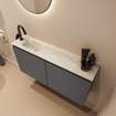 MONDIAZ TURE-DLUX Meuble WC 100cm Dark Grey. EDEN lavabo Ostra position gauche. Avec 1 trou de robinet. SW1104804