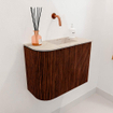 Mondiaz JOYA-DLUX Meuble de toilette 51,6cm - arrondi gauche couleur Ruby - Vasque FAYE position droite Sans trou de robinet couleur Frappe SW1423539