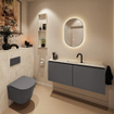 MONDIAZ TURE-DLUX Meuble toilette - 120cm - Dark Grey - EDEN - vasque Ostra - position centrale - 1 trou de robinet SW1104812