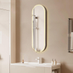 Saniclass Shine Spiegelkast - 45x140x14cm - ovaal - indirecte verlichting LED - spiegelverwarming - zwart SW1471813