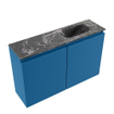 MONDIAZ TURE-DLUX Meuble toilette - 80cm - Jeans - EDEN - vasque Lava - position droite - sans trou de robinet SW1103835