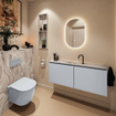 MONDIAZ TURE-DLUX Meuble toilette - 120cm - Clay - EDEN - vasque Glace - position centrale - 1 trou de robinet SW1103278