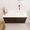 Mondiaz JOYA 70cm meuble de toilette - couleur Walnut - Vasque FAYE position Droite Sans trou de robinet couleur Talc SW1421284