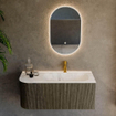 Mondiaz KURVE-DLUX Ensemble de meubles de salle de bains - 105x46x40cm - 1 tiroir - 1 porte - lavabo solid surface - droit - 1 trou de robinet - Shadow SW1414346