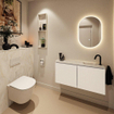 MONDIAZ TURE-DLUX Meuble WC 100 cm Talc. EDEN lavabo Ostra position droite. Avec 1 trou de robinetterie. SW1104685