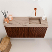 Mondiaz JOYA-DLUX Meuble de toilette 81,6cm - arrondi gauche couleur Ruby - Vasque FAYE position Droite Sans trou de robinet couleur Arena SW1425307