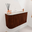 Mondiaz JOYA-DLUX Meuble de toilette 71.6cm - arrondi gauche couleur Ruby - Vasque FAYE position Droite 1 trou de robinet couleur Ostra. SW1423814