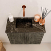 Mondiaz JOYA-DLUX 50cm toiletmeubel - kleur Shadow - Wastafel FAYE positie Links Zonder kraangat kleur Lava. SW1422794