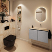 MONDIAZ TURE-DLUX Meuble toilette - 80cm - Plata - EDEN - vasque Frappe - position droite - sans trou de robinet SW1102925