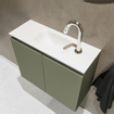 MONDIAZ TURE Kit lave-mains - 60x23x50cm - 1 trou de robinet - 2 portes - armée mate - Lavabo centré - Acrylique Blanc SW474980