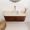 Mondiaz JOYA-DLUX 83.2cm toiletmeubel - ronding links en rechts kleur Ruby - Wastafel FAYE positie Midden Zonder kraangat kleur Frappe. SW1423527