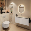 MONDIAZ TURE-DLUX Meuble toilette - 100cm - Linen - EDEN - vasque Ostra - position centrale - sans trou de robinet SW1104959