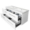 Saniclass Bari Meuble lavabo - 120x47x3.5cm - trop-plein - 2 lavabos - gauche droite 2 trous de robinet - céramique - blanc SW24931