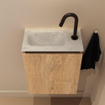 MONDIAZ TURE-DLUX Meuble toilette - 40cm - Washed Oak - EDEN - vasque Opalo - position gauche - 1 trou de robinet SW1126218