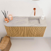 Mondiaz JOYA-DLUX 81.6cm toiletmeubel - ronding links kleur Oak - Wastafel FAYE positie Rechts Zonder kraangat kleur Glace. SW1422002
