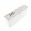 MONDIAZ TURE-DLUX Meuble de toilette 100cm Talc. EDEN lavabo Glace position gauche. Sans trou de robinet. SW1103099