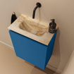 MONDIAZ TURE-DLUX Meuble toilette - 40cm - Jeans - EDEN - vasque Frappe - position centrale - sans trou de robinet SW1102798