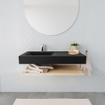 MONDIAZ ALAN 100cm - Ensemble meuble de salle de bains - tablette - chêne blanchi - lavabo suspendu - vasque gauche - 1 trou de robinet - urban SW408882