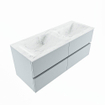 Mondiaz VICA-DLUX ensemble de meuble de salle de bain - 120cm - meuble sous-vasque argile - 4 tiroirs - lavabo encastré nuage double - sans trous de robinet - miroir modèle spot - version XL 60cm de haut - opalo SW1099063