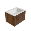 MONDIAZ KURVE-DLUX 60cm Meuble salle de bain - couleur Walnut - 1 tiroir - vasque CLOUD centre - 1 trou de robinet - couleur Opalo SW1137615